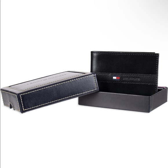 Tommy Hilfiger Men's Leather Wallet – Slim Bifold with 6 Credit Card Pockets - Picture 1 of 3